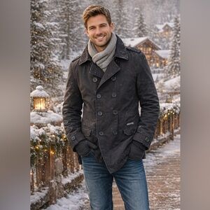 Billabong Black Double Breasted Trench Coat Jacket Retro Chic M